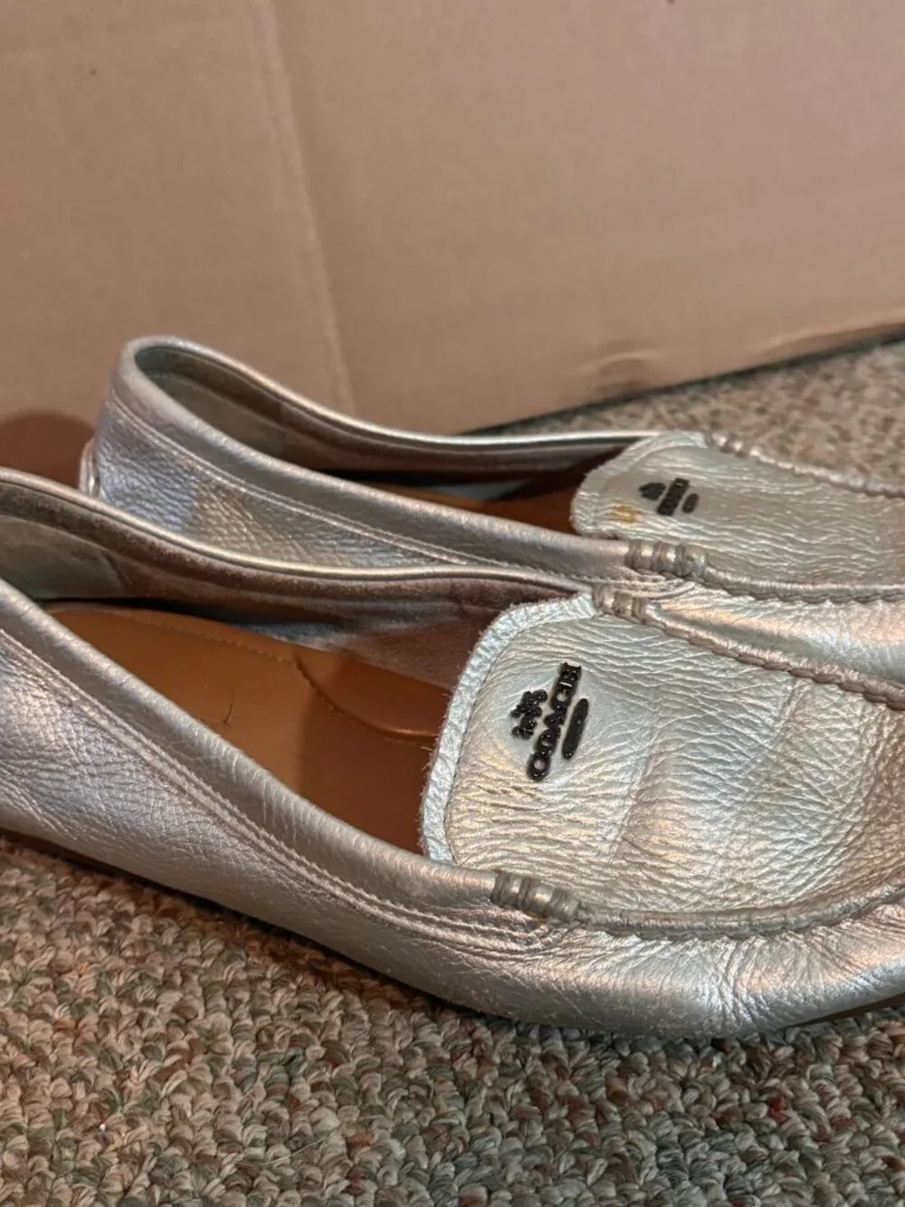 Coach Metallic Silver Women's Loafers